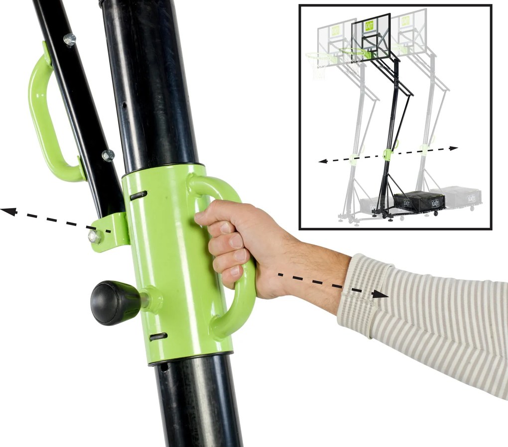 Cesto de basquetebol portátil Galaxy com rodas e altura ajustável verde e preto