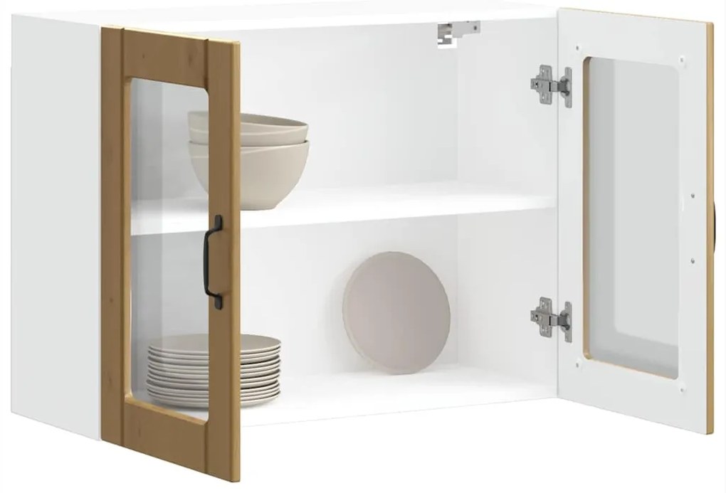 vidaXL Armário de parede cozinha porta vidro Lucca carvalho artesanal