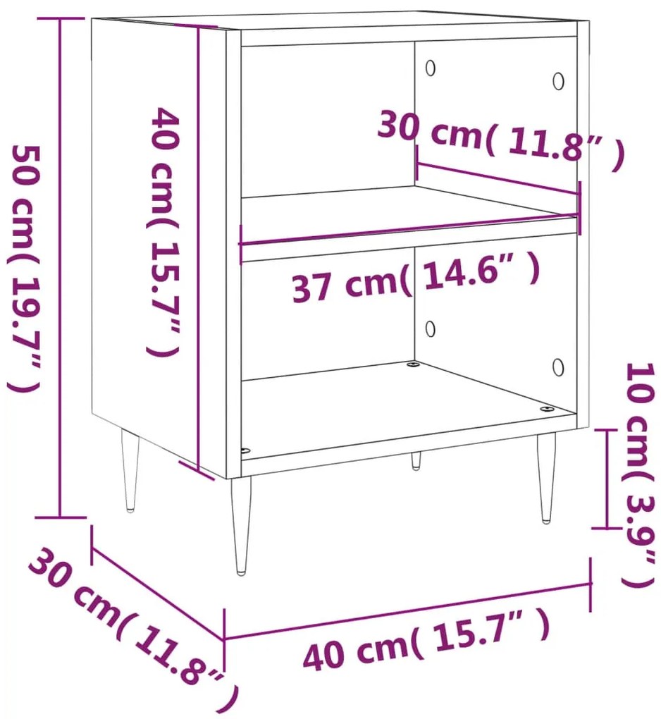 Mesa de cabeceira 40x30x50 cm derivados de madeira branco