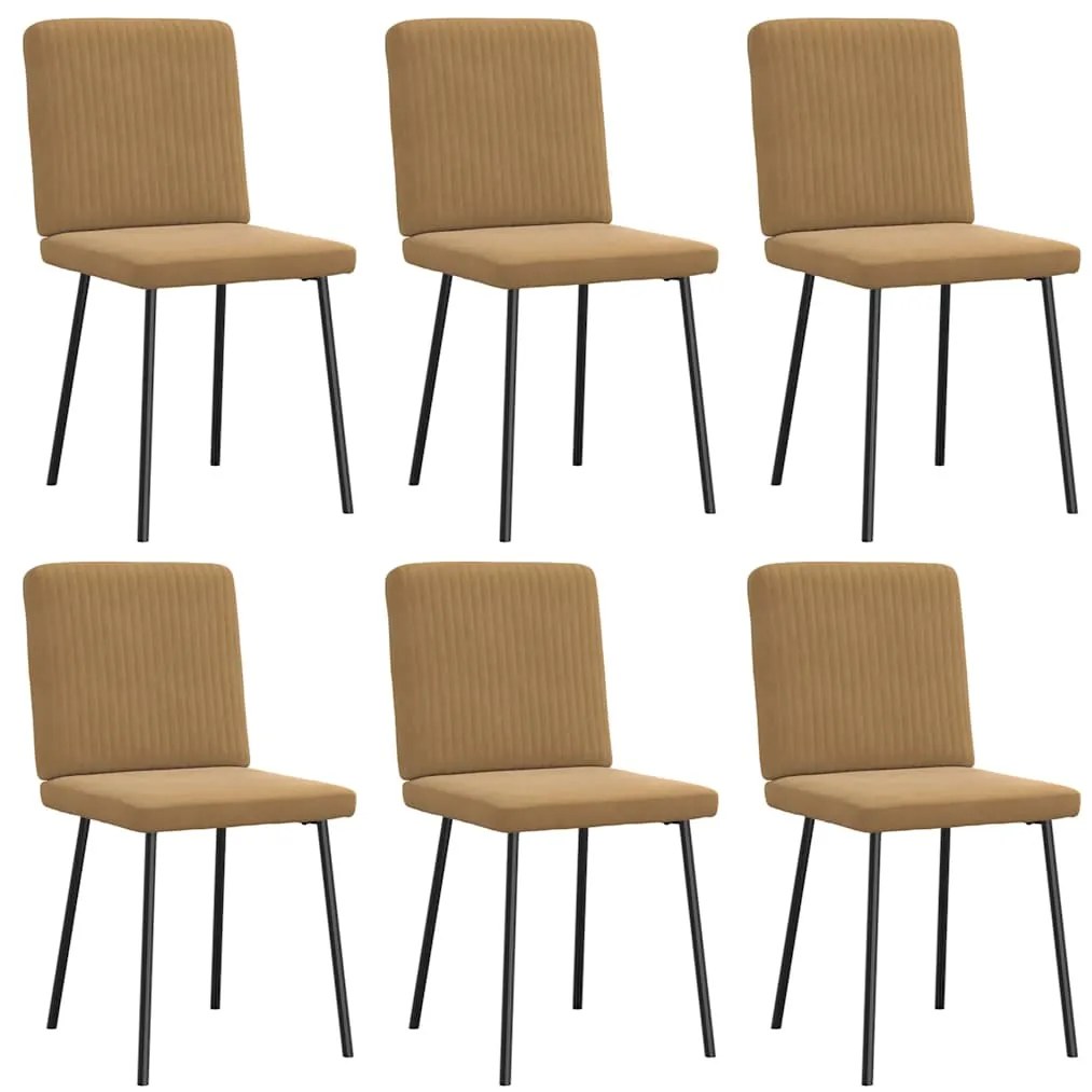 Cadeiras de jantar 6 pcs veludo castanho