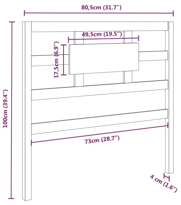 Cabeceira de cama 80,5x4x100 cm pinho maciço castanho mel