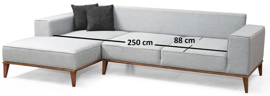 Sofá-Cama de Canto Montana - Cinza Claro - 288 x 160 cm