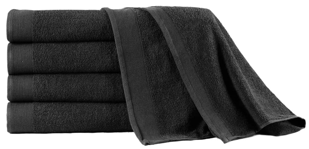 vidaXL Conjunto toalhas banho 5 pcs algodão 450 g 100x150 cm preto