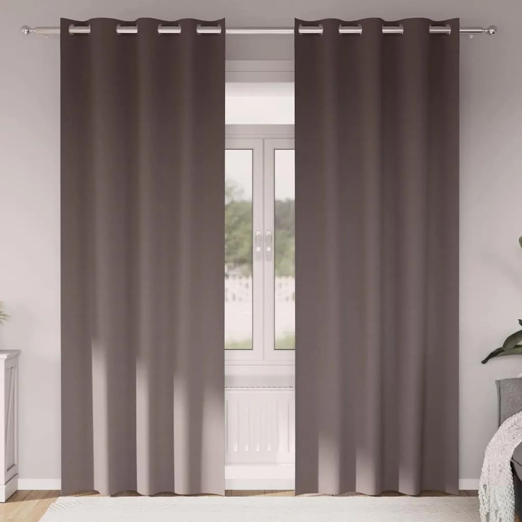 vidaXL Cortinas Blackout com Argolas 2 pcs Marrom Escuro 260 x 140 cm