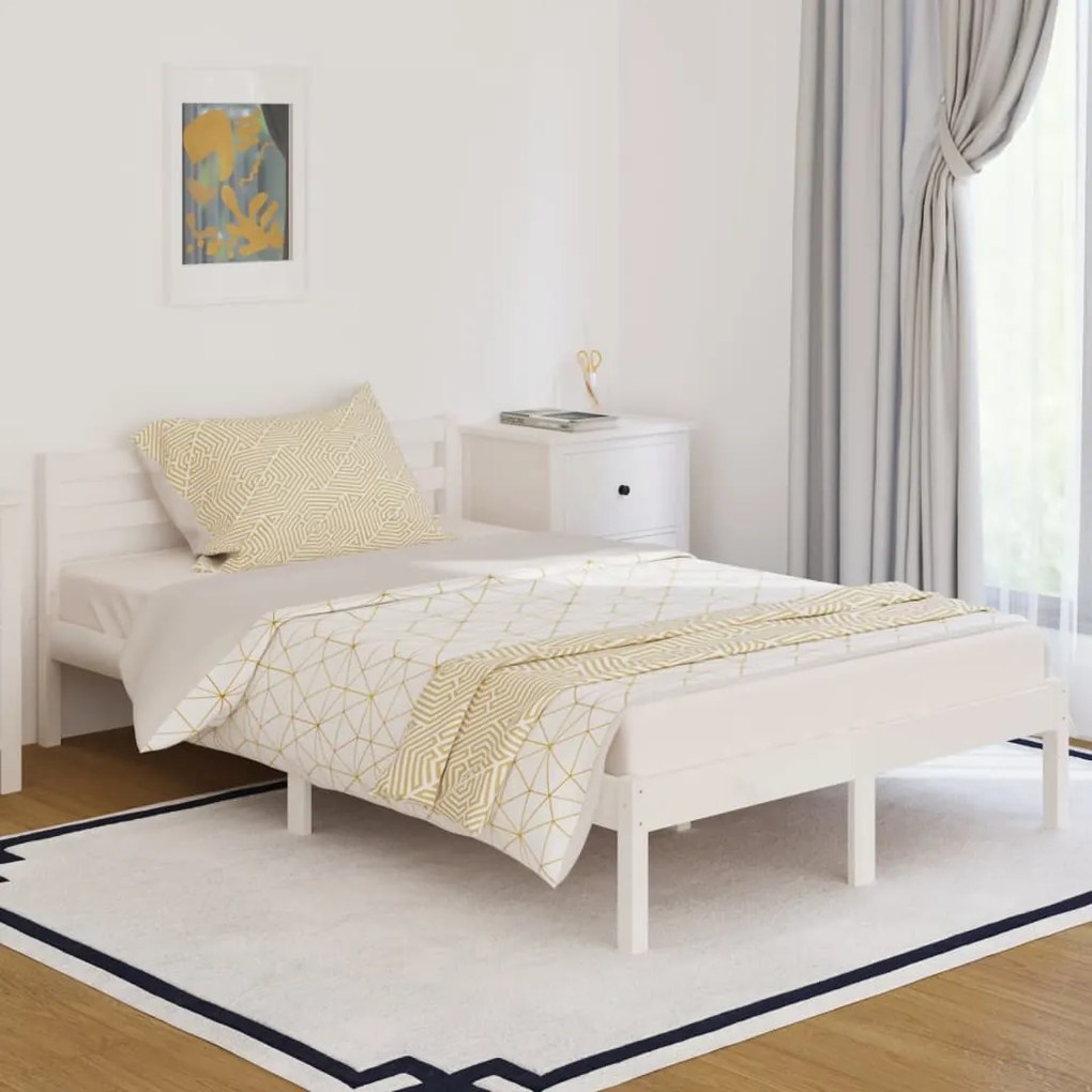 810426 vidaXL Estrutura de cama 120x200 cm pinho maciço branco