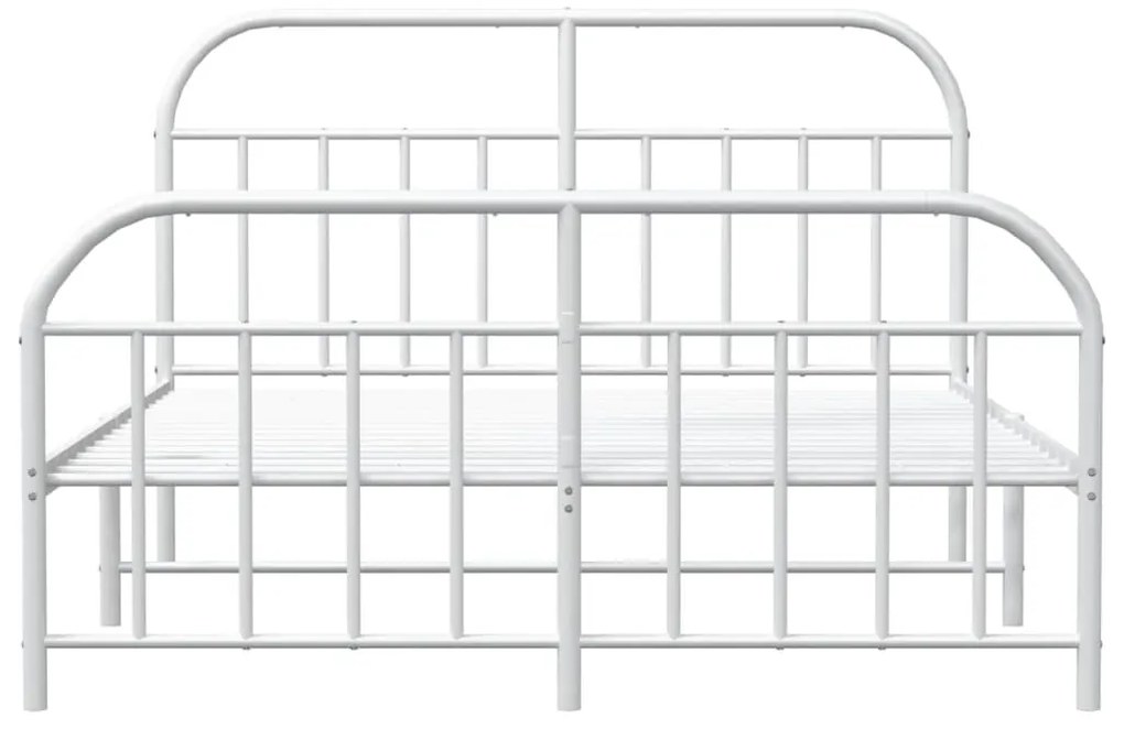 Estrutura de cama com cabeceira e pés 140x200 cm metal branco