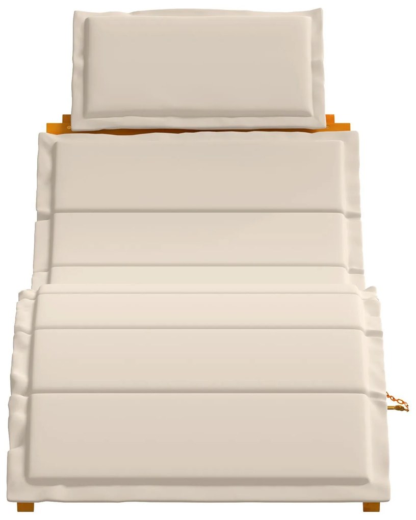 Espreguiçadeiras vidaXL com almofadas 2 pcs Branco Creme em Madeira Só