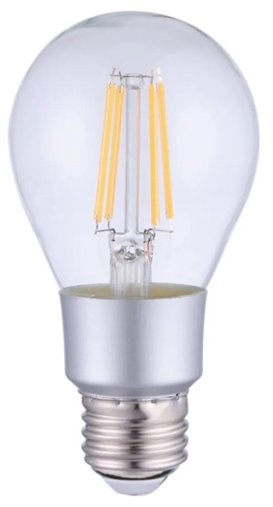 Lâmpada LED Smart Wifi A60 transparente com filamento reto 6W E27 Regulável 2700K