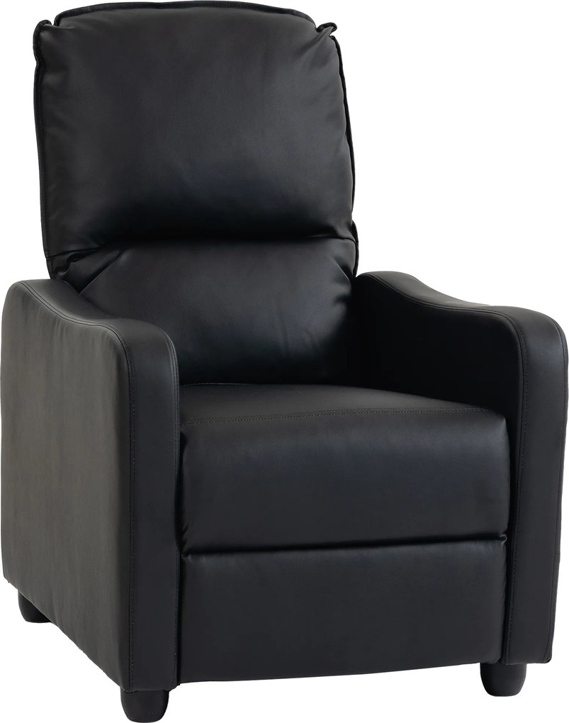 HOMCOM Poltrona Relax Reclinável Manual 155° com Apoio para os Pés, em Pele PU, para Sala e Quarto, 69x91x100cm, Preto | Aosom Portugal