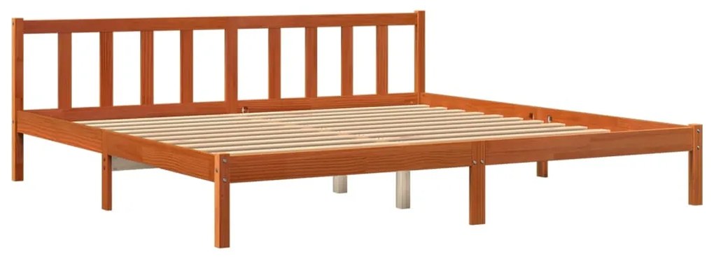 Cama sem colchão 200x200 cm pinho maciço castanho-mel