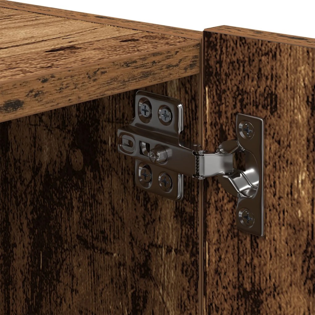 Cabinet de TV vidaXL com Luzes LED Madeira Velha 100x35x31 cm