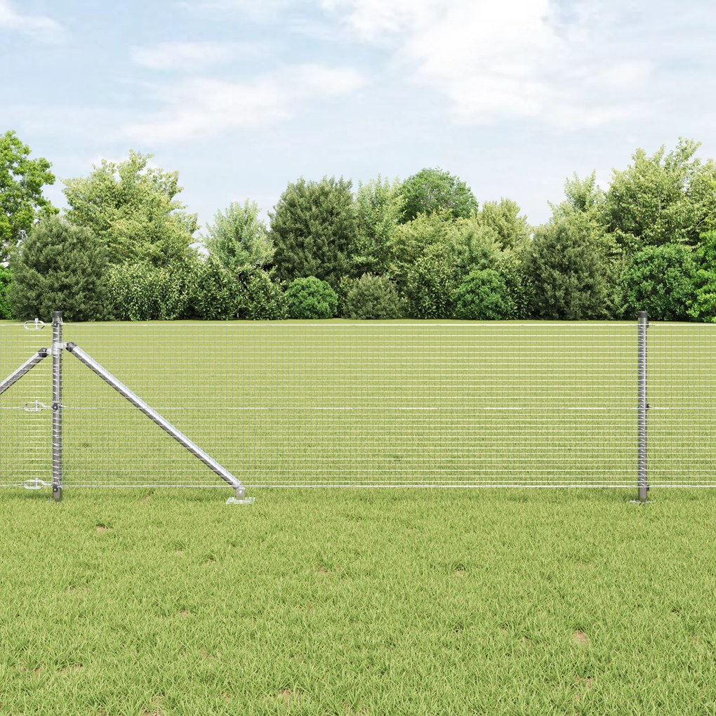 Conjunto de Poste de Cerca Conjunto de 2 Aço Galvanizado 25 x 0.5 m