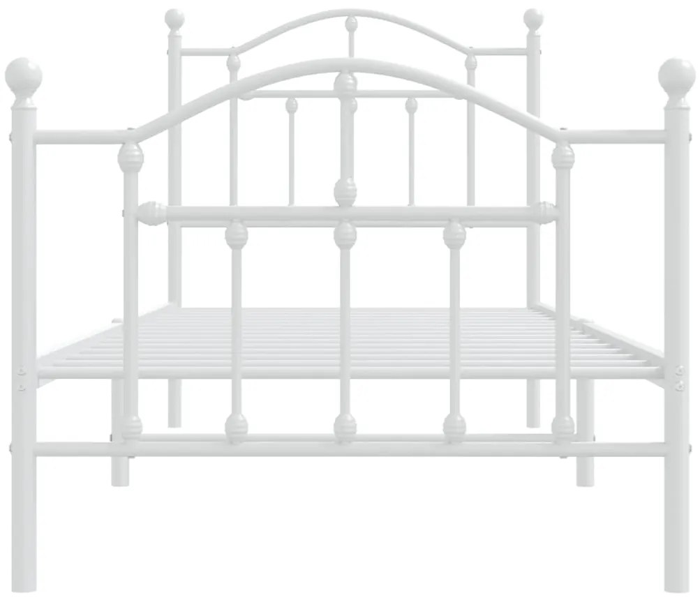 Estrutura de cama com cabeceira e pés 90x200 cm metal branco