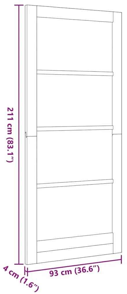 Porta Interior "ORKDAL" 93x211x4 cm Madeira Sólida de Pinheiro