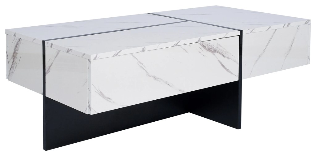 Mesa de centro com alto brilho com Sistema de Iluminação LED,100x50x34,5cm Branco