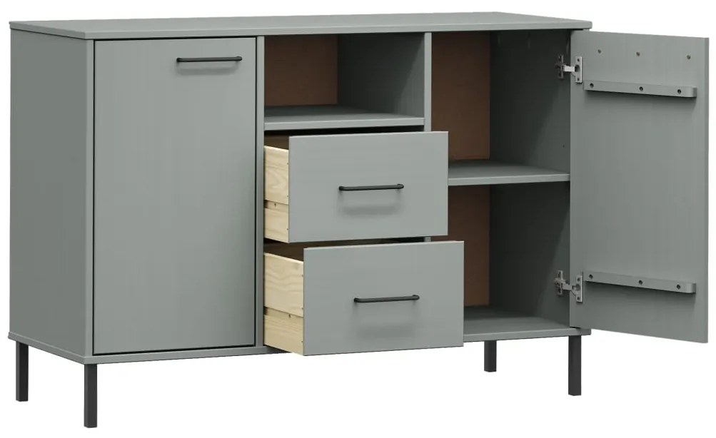 Aparador c/ pernas de metal 113x40x77 madeira maciça OSLO cinza