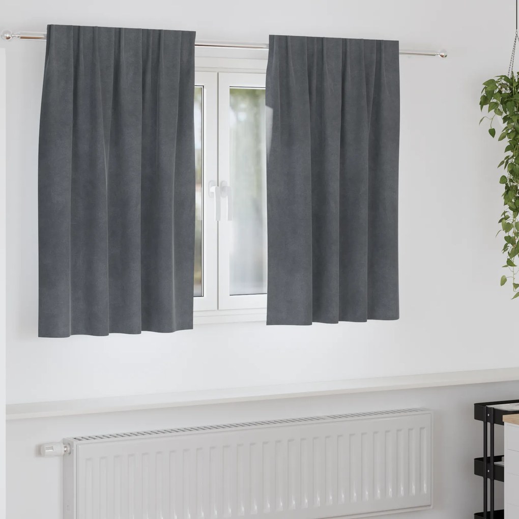 Cortinas Blackout vidaXL com fita superior 2 pcs Veludo Cinza Claro