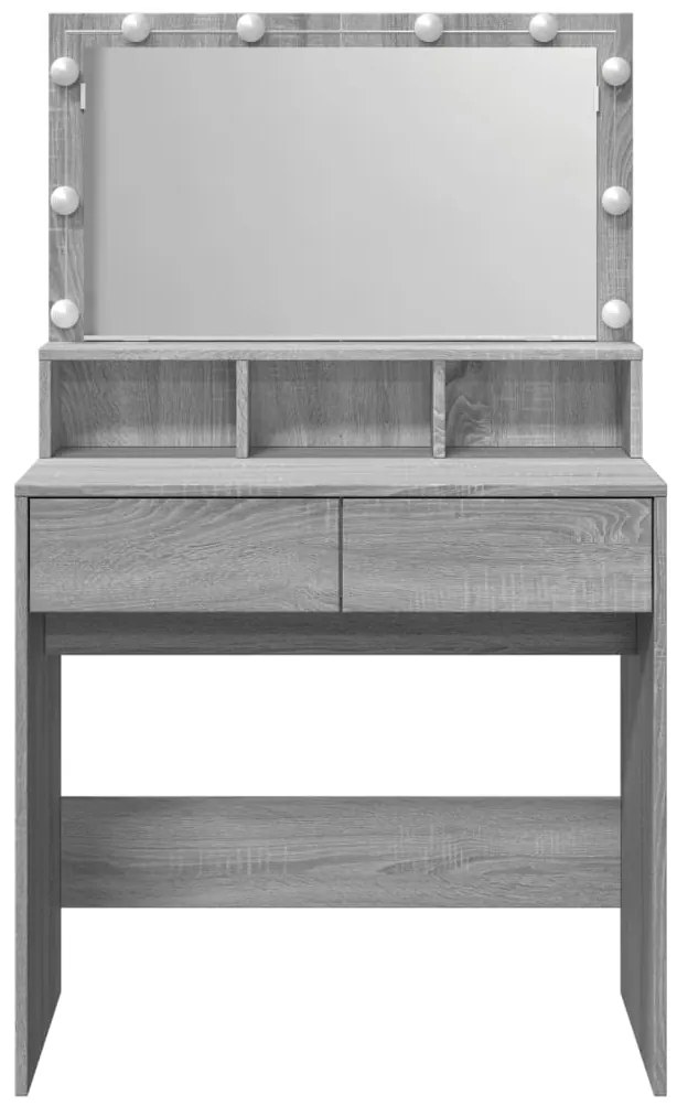 Toucador com LED 80x41x134,5 cm cinzento sonoma