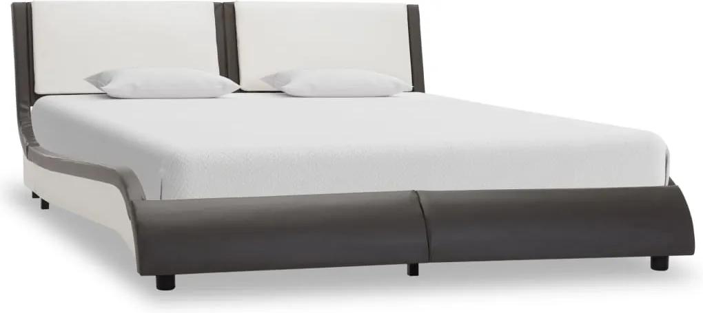 Estrutura de cama 120x200 cm couro artificial cinzento e branco