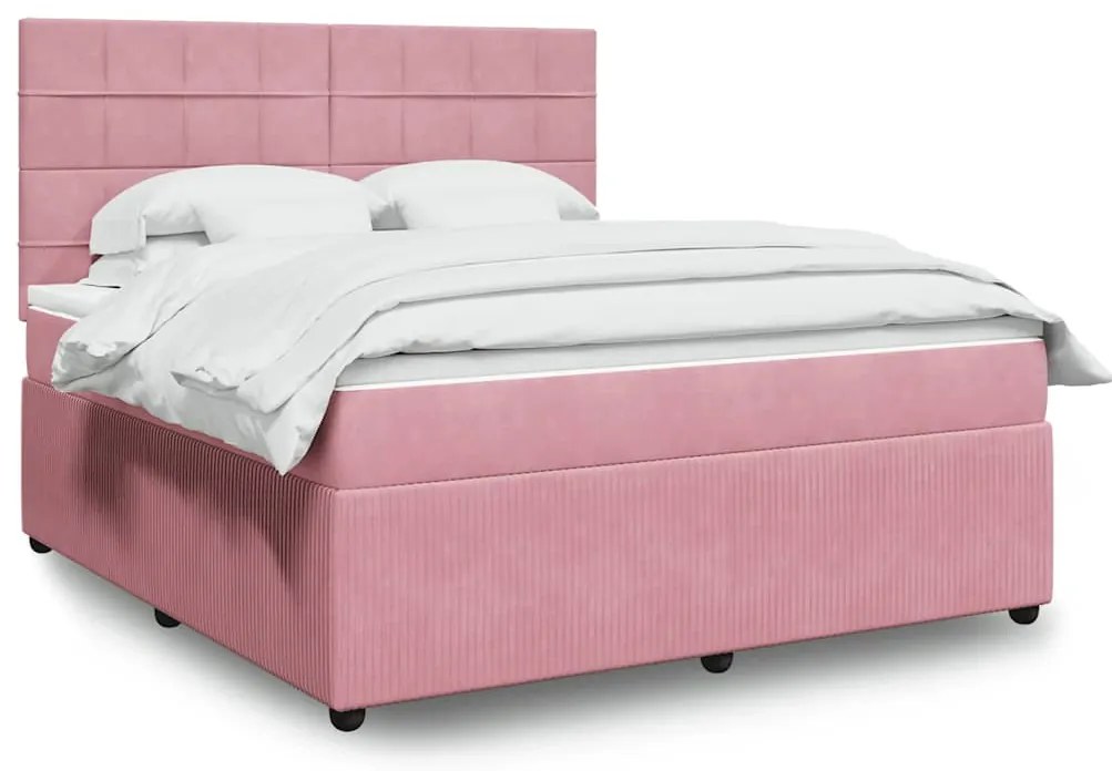 vidaXL Cama com molas/colchão 180x200 cm veludo rosa