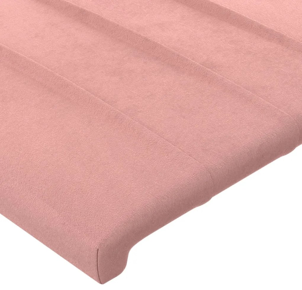 Cabeceira de cama c/ luzes LED veludo 147x16x78/88 cm rosa