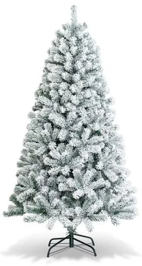 Árvore de Natal artificial flocada de neve de 2,3 m com 1010 pontas
