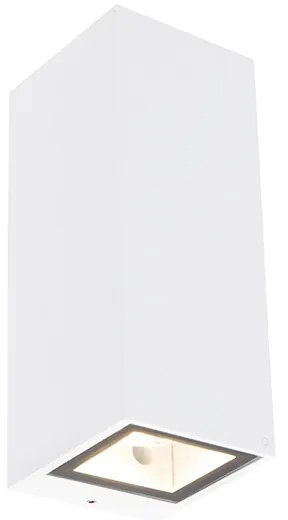 Candeeiro de parede moderno branco 2 luzes GU10 AR70 IP54 - Baleno Moderno