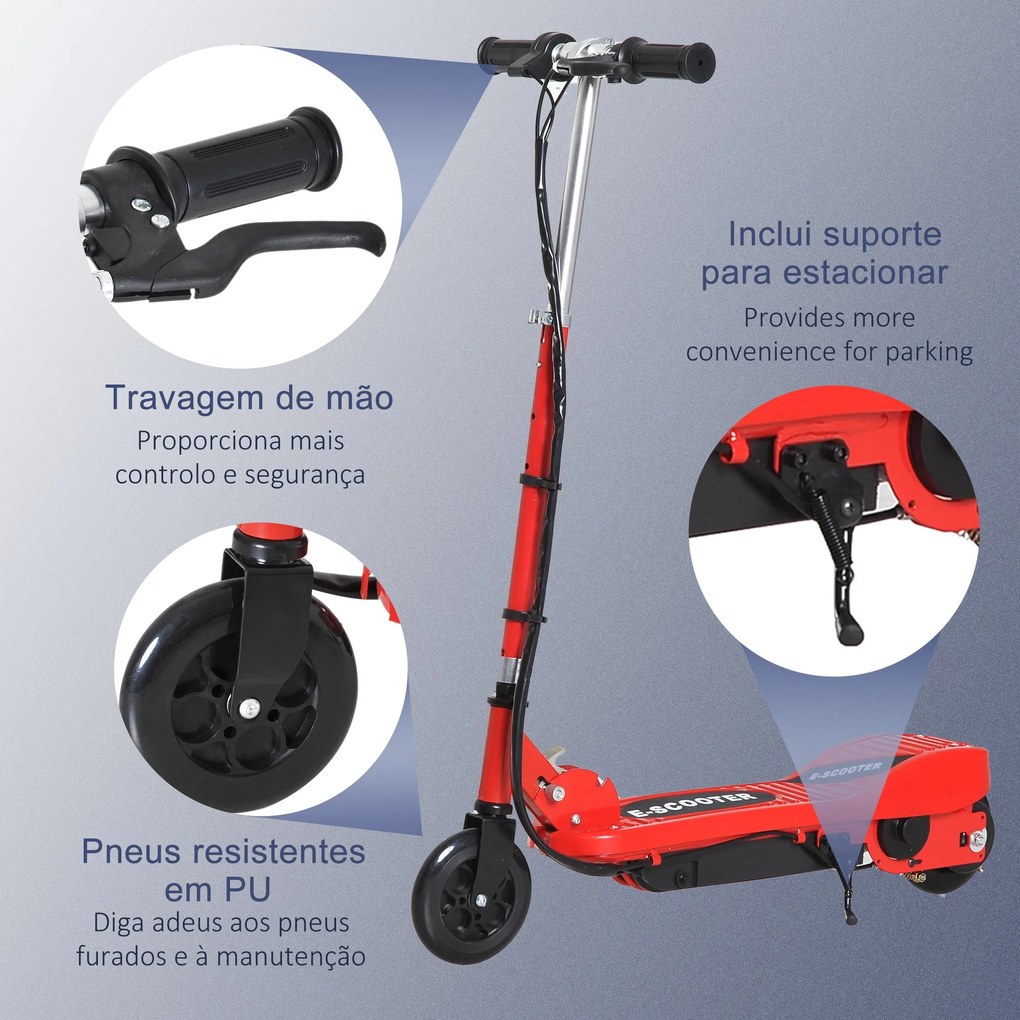 HOMCOM Trotinete Elétrica Criança De 7-14 Anos E-Scooter Dobrável Guia