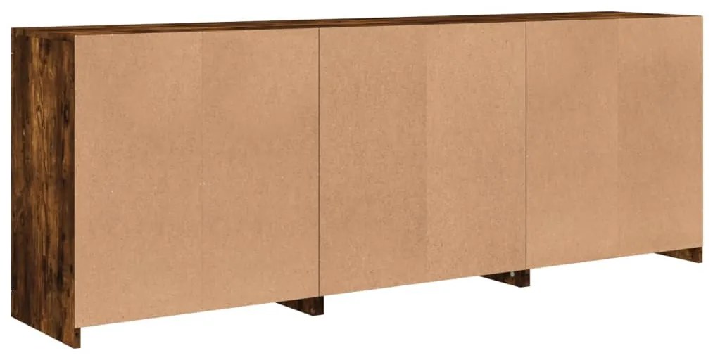Aparador com luzes LED 181,5x37x67 cm carvalho fumado
