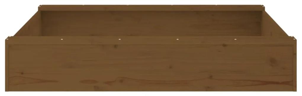 Caixa de areia quadrada com assentos pinho maciço castanho-mel