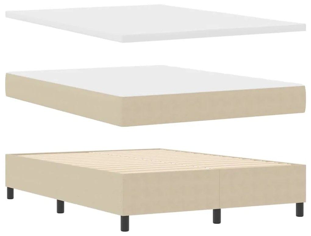 Cama Box Spring com Colchão &amp; Luz LED Verde Cinza 140x200 cm Tecido de