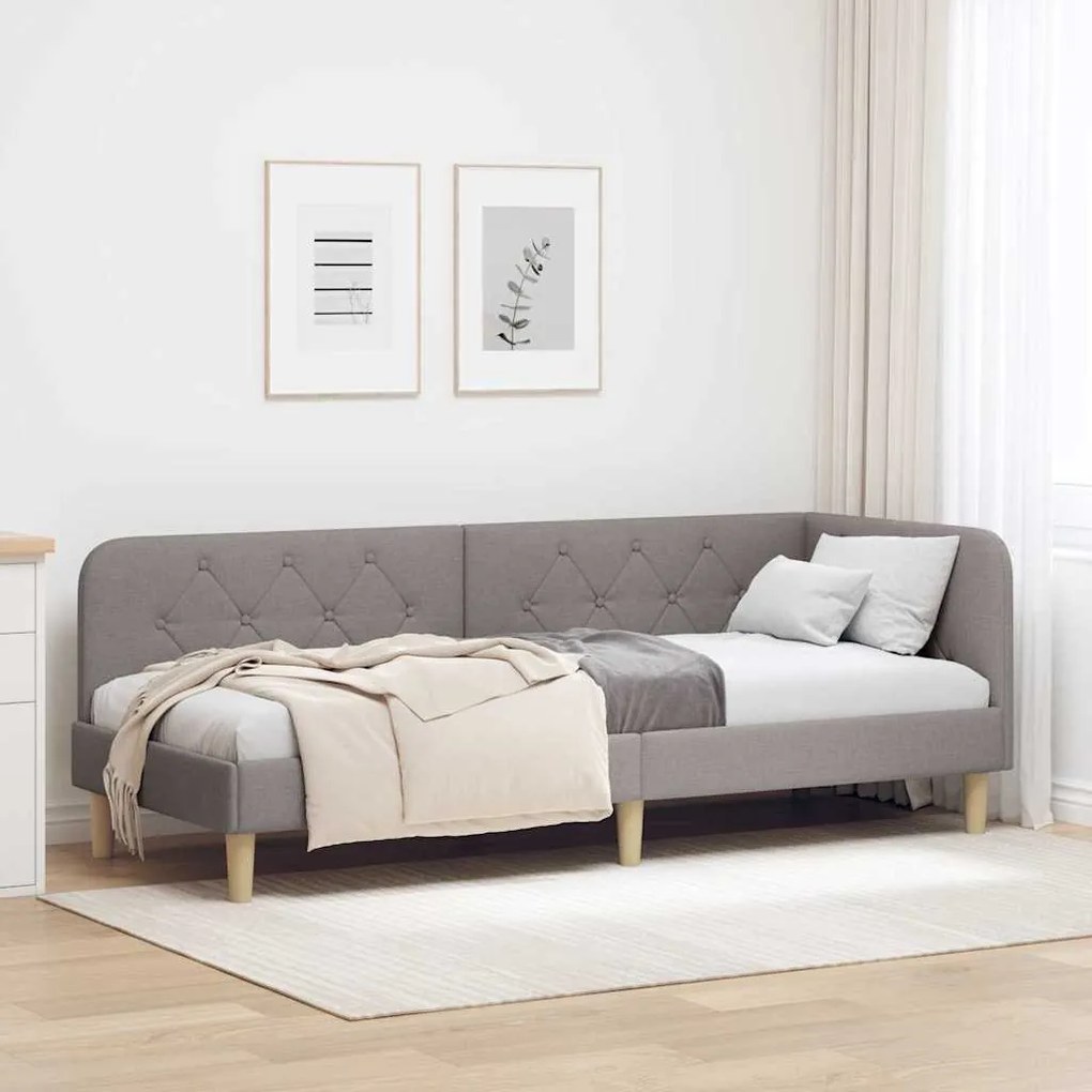 vidaXL Estrutura de Cama de Canto Cinzento-acastanhado 80 x 200 cm