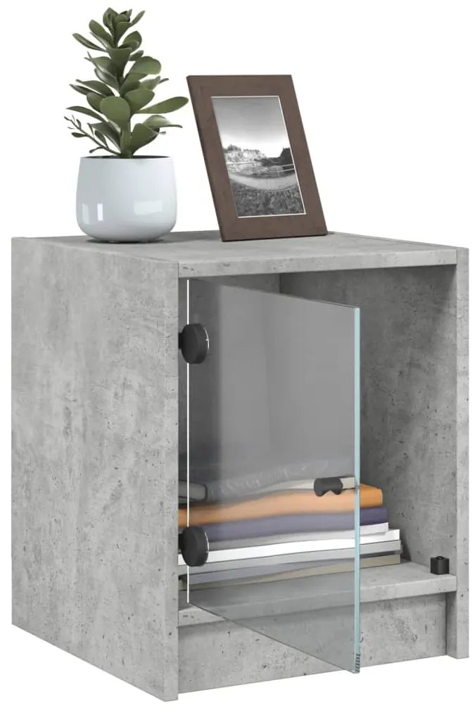 Mesa cabeceira c/ porta vidro 2 pcs 35x37x42cm cinzento cimento