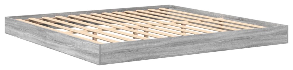 Cama com Estante Cinza Sonoma 200x200 cm em Madeira de Engenharia
