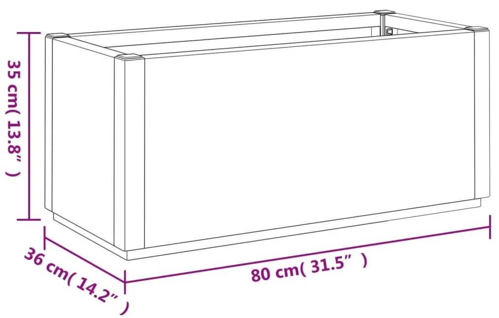 Vaso/floreira 80x36x35 cm PP cinzento-escuro