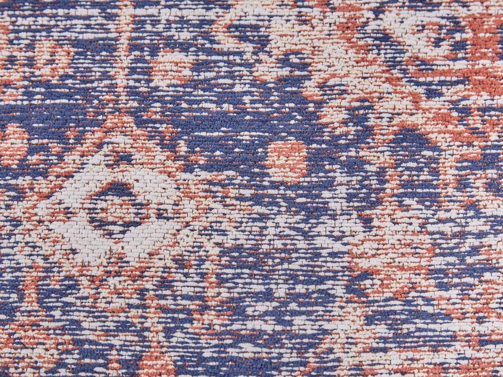 Tapete em algodão azul e vermelho 80 x 300 cm KURIN Beliani