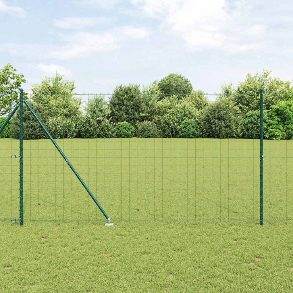 Cerca Euro com 7 Postes com Espinhos 1,6x10 m Aço Galvanizado Verde