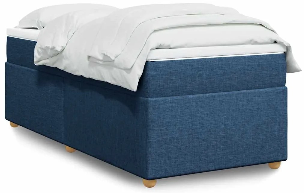 vidaXL Cama com molas/colchão 100x200 cm tecido azul
