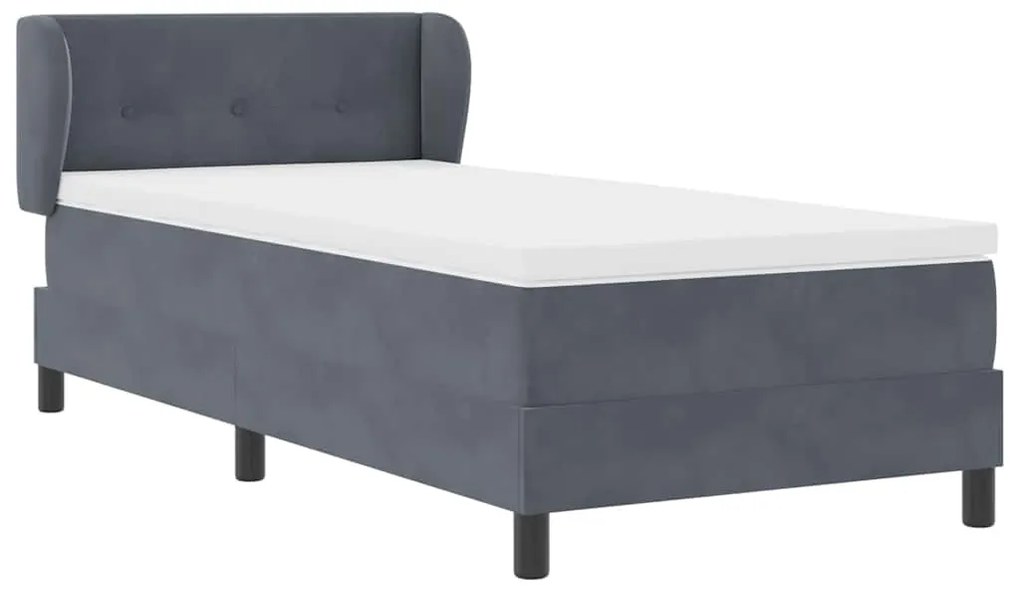 Cama Box com Colchão vidaXL Cinza Escuro 90x190 cm em Veludo