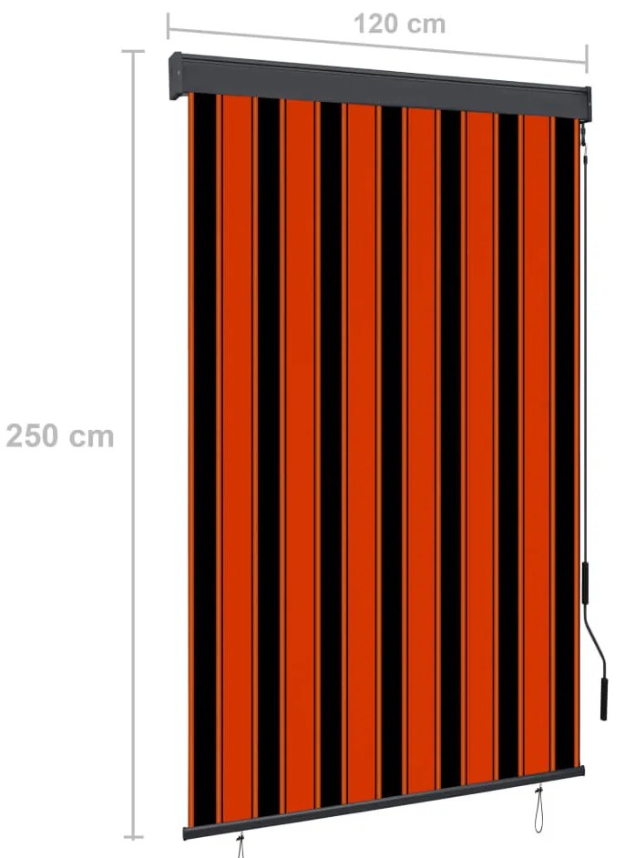 Estore de rolo para exterior 120x250 cm laranja e castanho