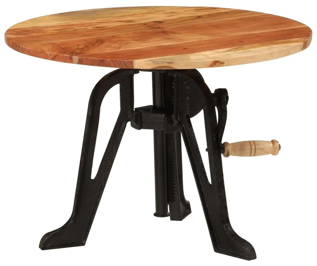 Mesa de apoio 60x(42-62) cm acácia maciça e ferro fundido
