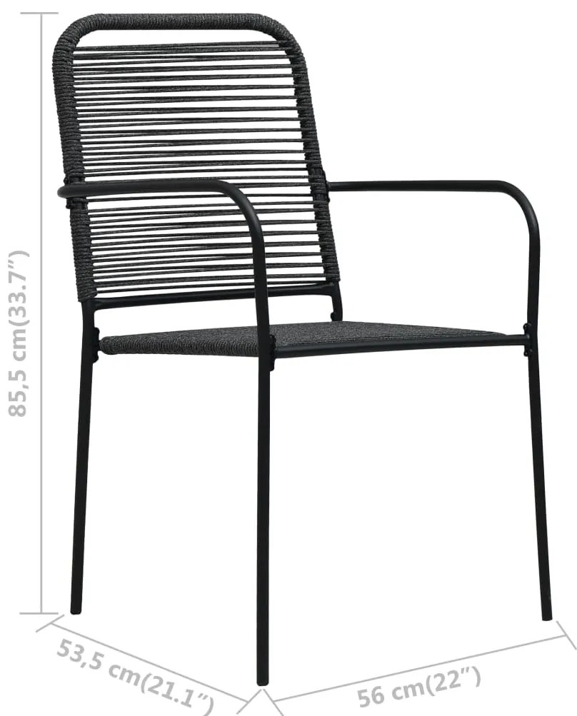 7 pcs conjunto de jantar p/ jardim corda de algodão e aço preto