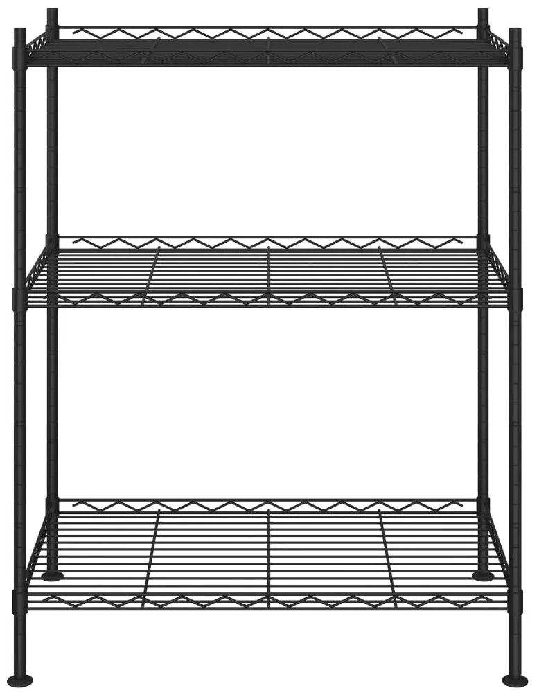 Unidade de 3 prateleiras 60x35x76 cm 150 kg preto