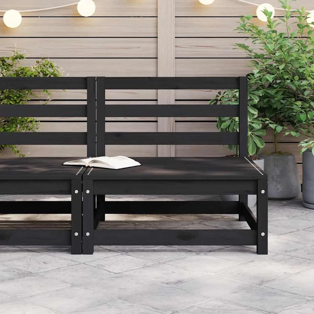 Sofá de centro para jardim madeira de pinho maciça preto