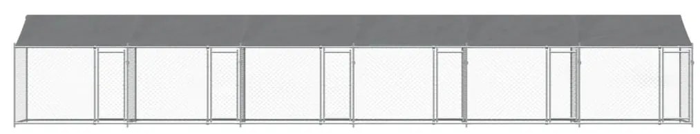 Jaula para cão com telhado/portas 12x2x2m aço galvanizado cinza
