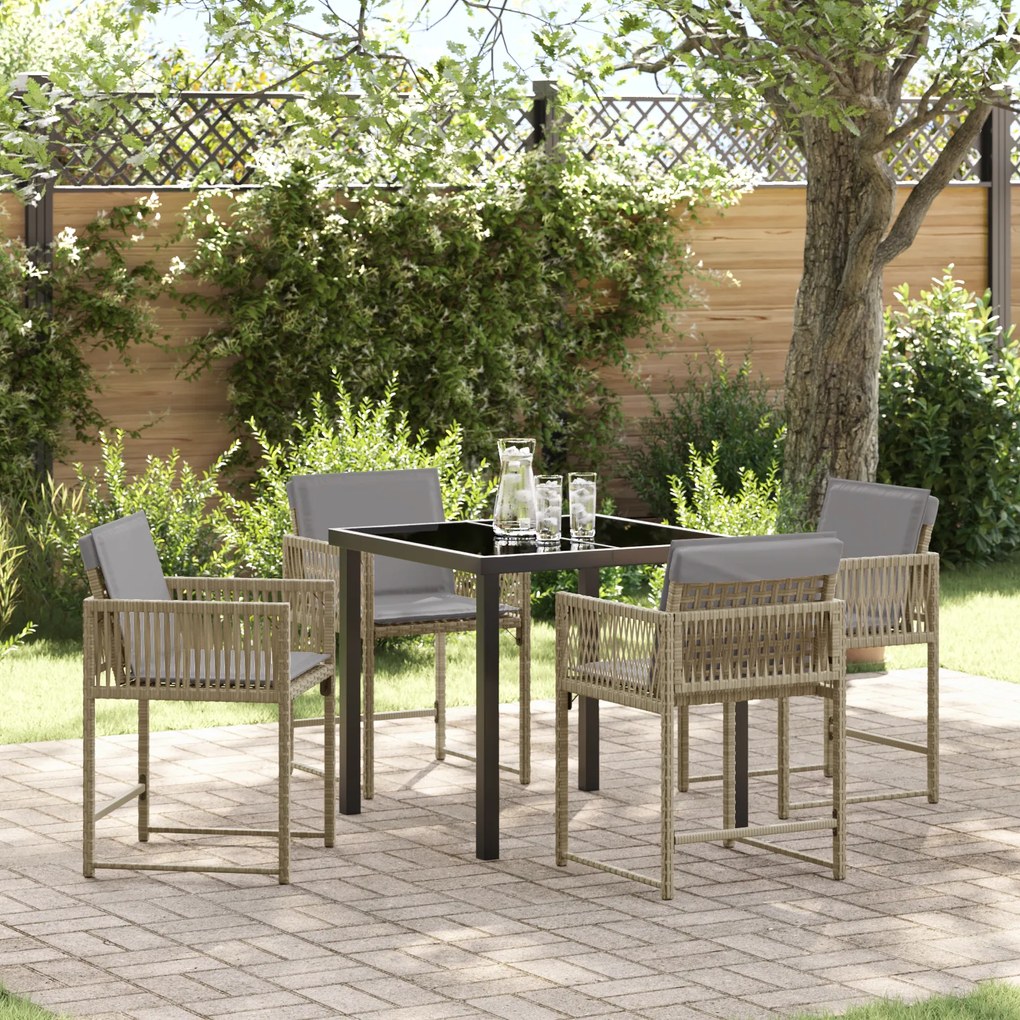 vidaXL Conjunto de Jantar de Jardim de 5 peças com Almofadas Bege Poliéster