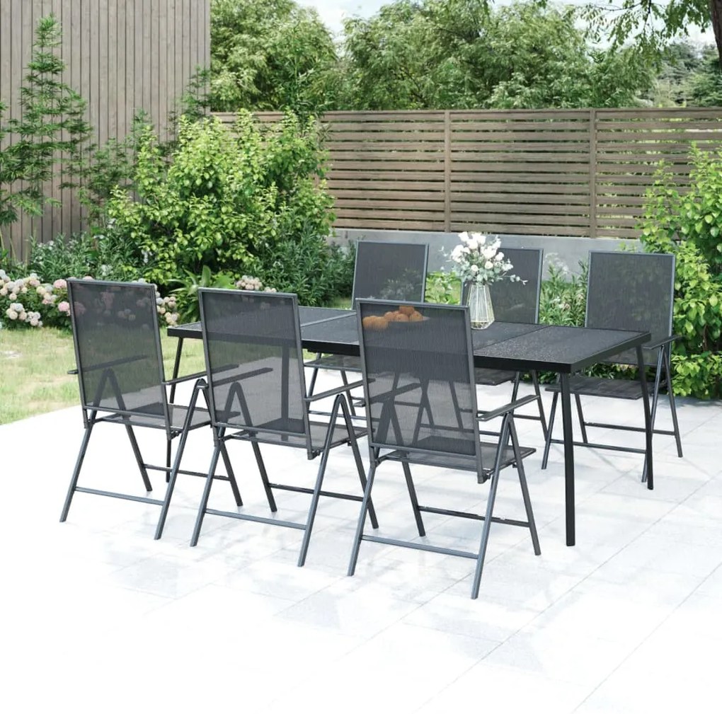 vidaXL 7 pcs conjunto de jantar para jardim aço antracite