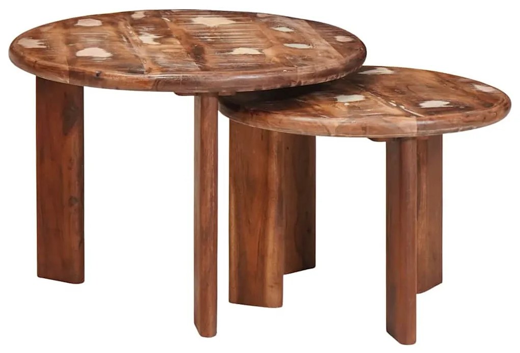 vidaXL Mesas de Café Empilháveis 2 pcs Madeira Recuperada Maciça