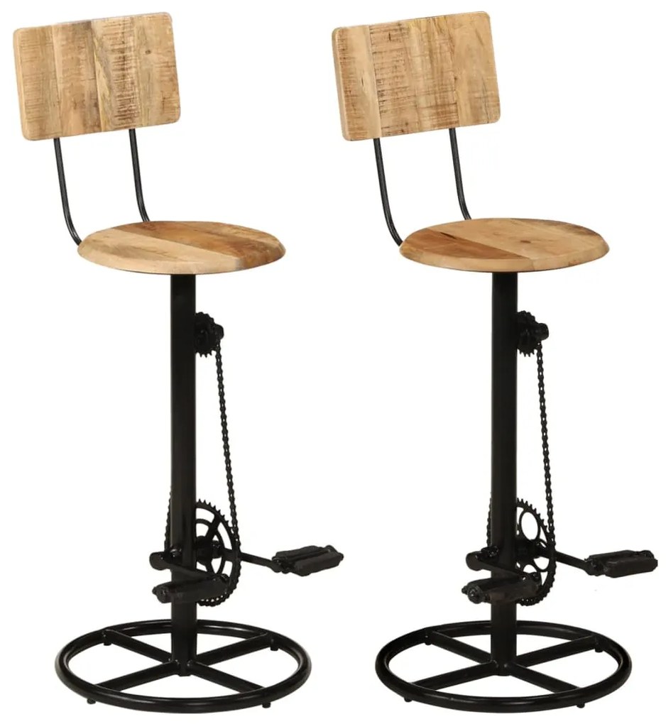 Bancos de bar 2 pcs madeira de mangueira maciça