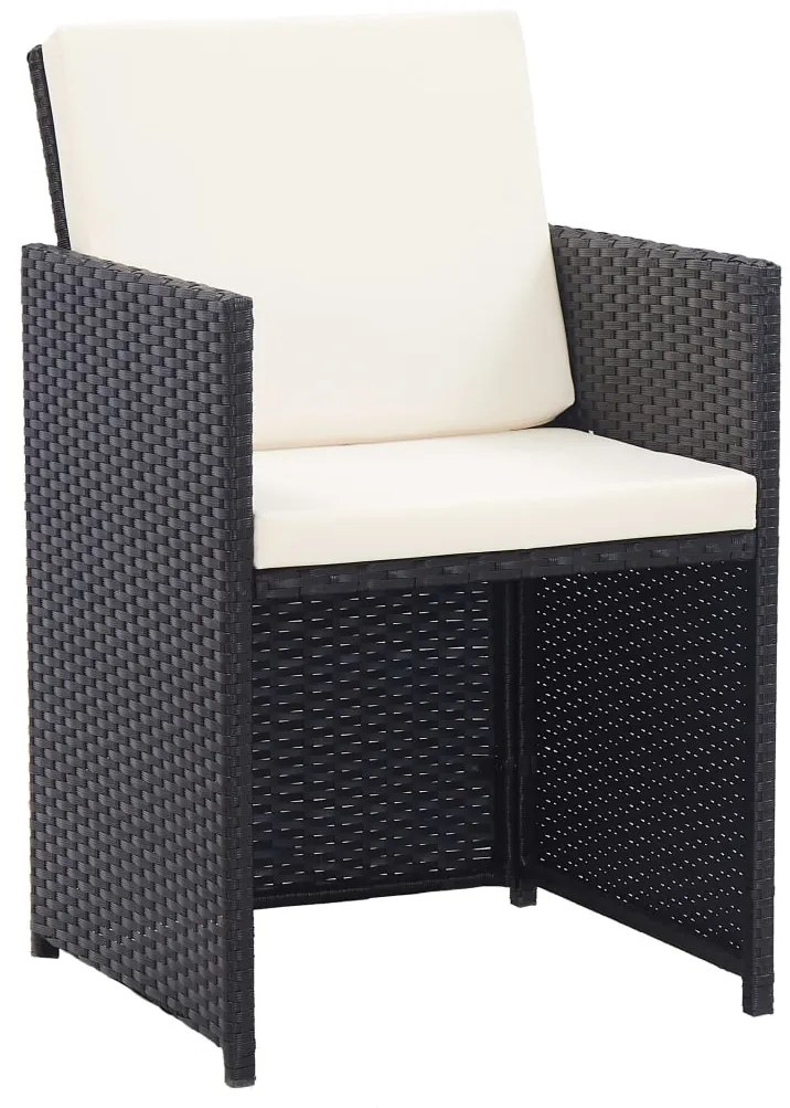 15 pcs conjunto jantar exterior com almofadões vime PE preto